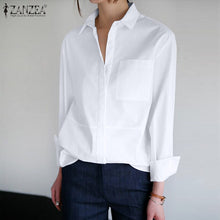 Load image into Gallery viewer, Fashion ZANZEA 2020 Women Lapel Neck Long Sleeve OL Blouse Spring Buttons Shirt Elegant Solid Blusas Femininas Chemise Top Mujer