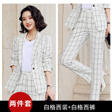 Load image into Gallery viewer, Fashion professional women&#39;s suit office pants two-piece 2020 New Spring Summer Plaid Women&#39;s Blazer Jacket Slim-fit trousers