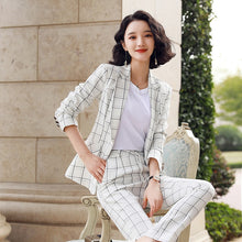 Load image into Gallery viewer, Fashion professional women&#39;s suit office pants two-piece 2020 New Spring Summer Plaid Women&#39;s Blazer Jacket Slim-fit trousers