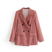 Load image into Gallery viewer, Fashion women's suits skirt suit Casual temperament double-breasted plaid jacket female Pants suit 2019 autumn women's clothing