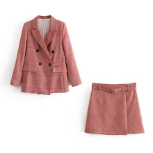 Load image into Gallery viewer, Fashion women's suits skirt suit Casual temperament double-breasted plaid jacket female Pants suit 2019 autumn women's clothing