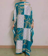 Load image into Gallery viewer, Fashionable Kuwait Style silk kaftan dress boho colourful pattern Dashiki African women&#39;s Silk Kaftan dress African Clothing