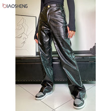 Load image into Gallery viewer, Faux Leather Pants Women&#39;s Pants High Waist Lady Loose Sexy Streetwear Fashion Elegant Straight leg Pants Female Trouser