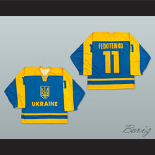 Load image into Gallery viewer, Fedotenko 11 Ukraine National Team Blue Hockey Jersey