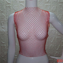 Load image into Gallery viewer, FestivalQueen Sexy Diamonds Mesh Cropped Tank Top Women Summer Cover Up Bikini See Through Rhinestone Net Party Club Crop Top