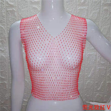 Load image into Gallery viewer, FestivalQueen Sexy Diamonds Mesh Cropped Tank Top Women Summer Cover Up Bikini See Through Rhinestone Net Party Club Crop Top