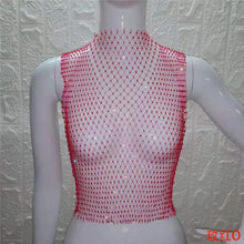 Load image into Gallery viewer, FestivalQueen Sexy Diamonds Mesh Cropped Tank Top Women Summer Cover Up Bikini See Through Rhinestone Net Party Club Crop Top