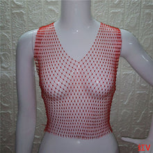 Load image into Gallery viewer, FestivalQueen Sexy Diamonds Mesh Cropped Tank Top Women Summer Cover Up Bikini See Through Rhinestone Net Party Club Crop Top