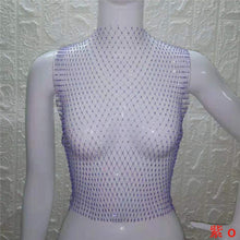 Load image into Gallery viewer, FestivalQueen Sexy Diamonds Mesh Cropped Tank Top Women Summer Cover Up Bikini See Through Rhinestone Net Party Club Crop Top