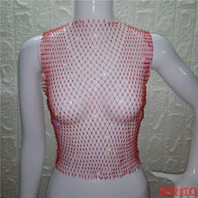 Load image into Gallery viewer, FestivalQueen Sexy Diamonds Mesh Cropped Tank Top Women Summer Cover Up Bikini See Through Rhinestone Net Party Club Crop Top