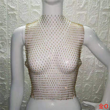 Load image into Gallery viewer, FestivalQueen Sexy Diamonds Mesh Cropped Tank Top Women Summer Cover Up Bikini See Through Rhinestone Net Party Club Crop Top