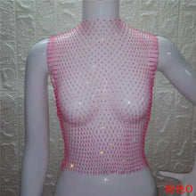 Load image into Gallery viewer, FestivalQueen Sexy Diamonds Mesh Cropped Tank Top Women Summer Cover Up Bikini See Through Rhinestone Net Party Club Crop Top