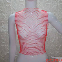 Load image into Gallery viewer, FestivalQueen Sexy Diamonds Mesh Cropped Tank Top Women Summer Cover Up Bikini See Through Rhinestone Net Party Club Crop Top