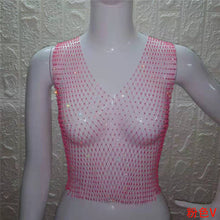 Load image into Gallery viewer, FestivalQueen Sexy Diamonds Mesh Cropped Tank Top Women Summer Cover Up Bikini See Through Rhinestone Net Party Club Crop Top