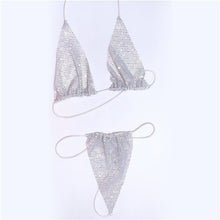 Load image into Gallery viewer, FestivalQueen Sexy Hollow Out Rhinestone Sequin Bra Set Women 2019 Fashion Halter High Cut Two Piece Lingerie Underwear Bra Sets