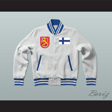 Load image into Gallery viewer, Finland Varsity Letterman Jacket-Style Sweatshirt