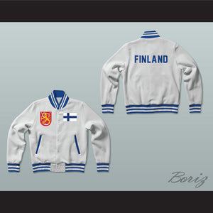 Finland Varsity Letterman Jacket-Style Sweatshirt