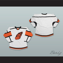 Load image into Gallery viewer, Flaming Hockey Puck White Hockey Jersey