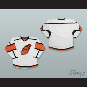 Flaming Hockey Puck White Hockey Jersey