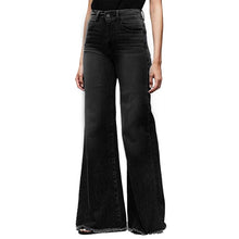 Load image into Gallery viewer, Flare Faux Jeans Pants Women Thin Vintage Denim Ladies High Waist Stretch Pocket Trousers Wide Leg Jeans