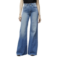 Load image into Gallery viewer, Flare Faux Jeans Pants Women Thin Vintage Denim Ladies High Waist Stretch Pocket Trousers Wide Leg Jeans