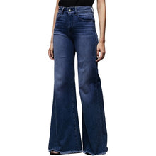 Load image into Gallery viewer, Flare Faux Jeans Pants Women Thin Vintage Denim Ladies High Waist Stretch Pocket Trousers Wide Leg Jeans