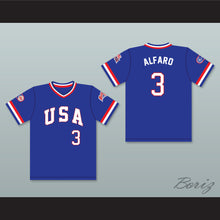 Load image into Gallery viewer, Flavio Alfaro 3 1984 USA Team Blue Baseball Jersey