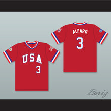 Load image into Gallery viewer, Flavio Alfaro 3 1984 USA Team Red Baseball Jersey