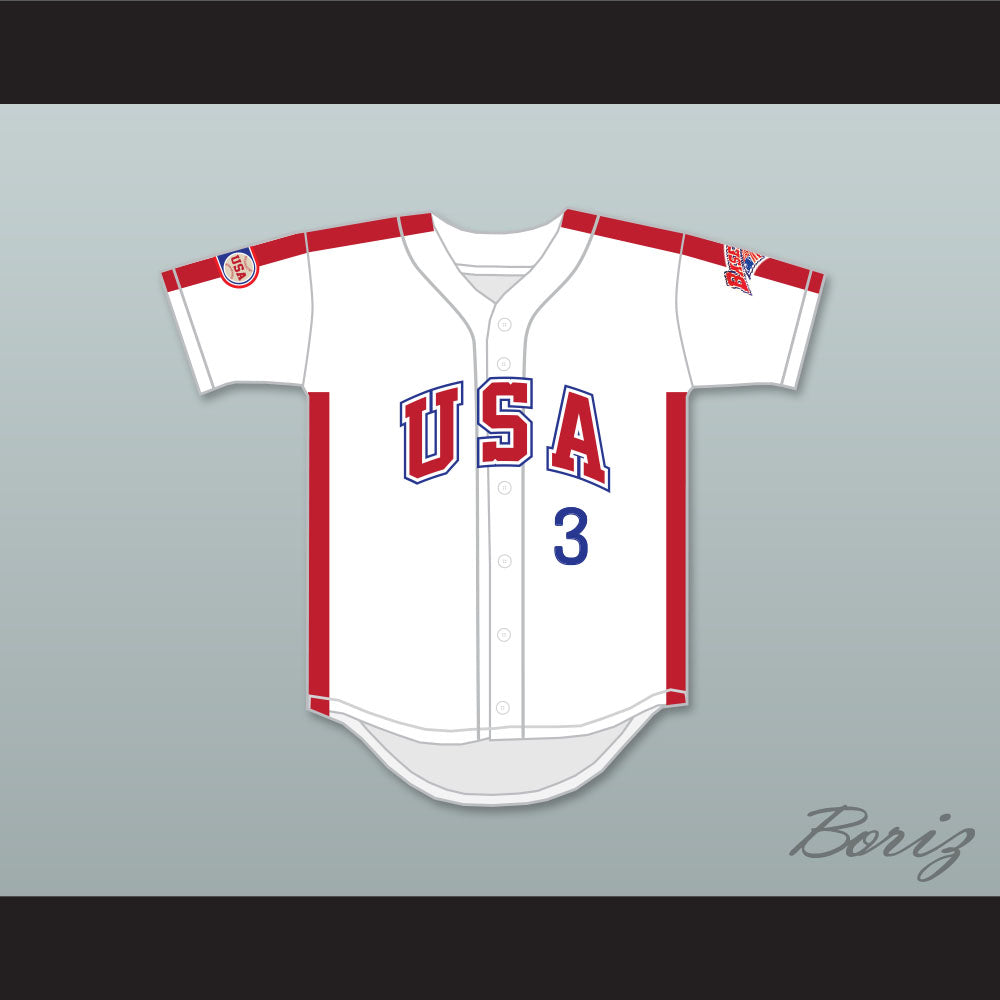 Flavio Alfaro 3 1984 USA Team White Button Down Baseball Jersey