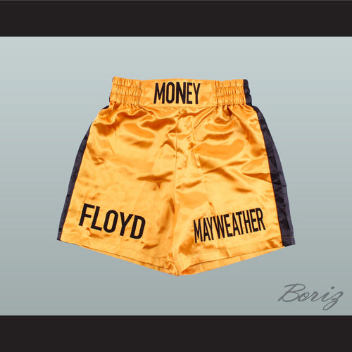 Floyd Mayweather Jr Gold and Black Boxing Shorts