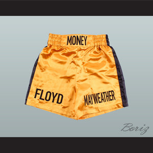 Floyd Mayweather Jr Gold and Black Boxing Shorts