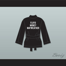 Load image into Gallery viewer, Floyd &#39;Money&#39; Mayweather Jr Black Satin Half Boxing Robe