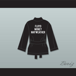 Floyd 'Money' Mayweather Jr Black Satin Half Boxing Robe
