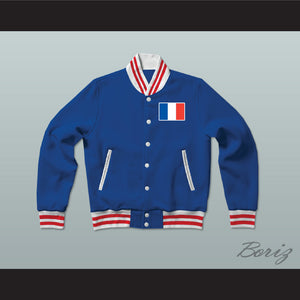 France Varsity Letterman Jacket-Style Sweatshirt