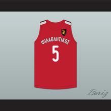 Load image into Gallery viewer, Francis Antetokounmpo 5 Filathlitikos A.O Zografou B.C. Red Basketball Jersey 2