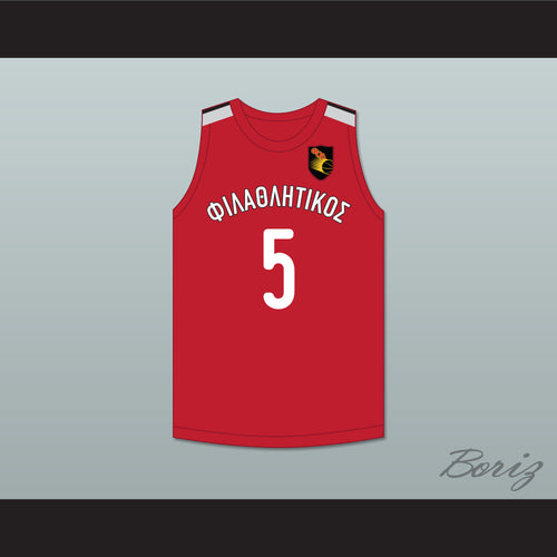 Francis Antetokounmpo 5 Filathlitikos A.O Zografou B.C. Red Basketball Jersey 2