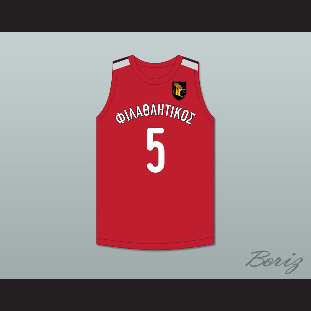 Francis Antetokounmpo 5 Filathlitikos A.O Zografou B.C. Red Basketball Jersey 2