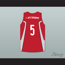 Load image into Gallery viewer, Francis Antetokounmpo 5 Filathlitikos A.O Zografou B.C. Red Basketball Jersey 2