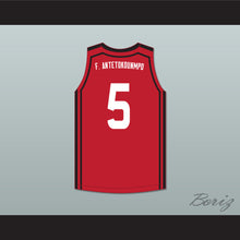 Load image into Gallery viewer, Francis Antetokounmpo 5 Filathlitikos A.O Zografou B.C. Red Basketball Jersey