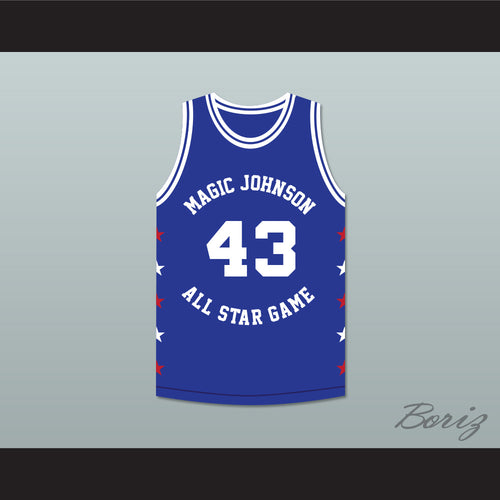 Frank Brickowski 43 Magic Johnson All Star Game Blue Basketball Jersey 1989 Midsummer Night's Magic Charity Event