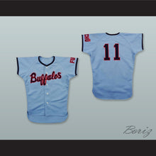 Load image into Gallery viewer, Fuchu Buffalos 11 Light Blue Button Down Baseball Jersey