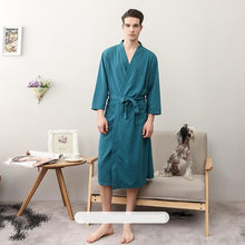 Load image into Gallery viewer, Full Keep Warm Lovers Robe Kimono Gown Spring And Autumn Sleepwear Nightgown Casual Belt Home Clothes Knee-length Bathrobe Gown