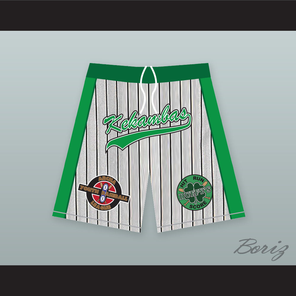 G-Baby Kekambas Gray Pinstriped Basketball Shorts with Patches