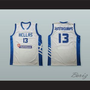 Giannis Antetokounmpo 13 Greece White Basketball Jersey