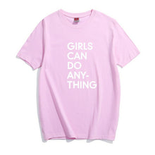 Load image into Gallery viewer, GIRLS CAN DO ANYTHING Print Women Men Black T Shirt Summer Fashion Cotton Tops Casual Short Sleeve Retro Girl Pink T-Shirt S-3XL