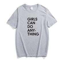 Load image into Gallery viewer, GIRLS CAN DO ANYTHING Print Women Men Black T Shirt Summer Fashion Cotton Tops Casual Short Sleeve Retro Girl Pink T-Shirt S-3XL
