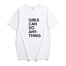 Load image into Gallery viewer, GIRLS CAN DO ANYTHING Print Women Men Black T Shirt Summer Fashion Cotton Tops Casual Short Sleeve Retro Girl Pink T-Shirt S-3XL
