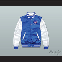 Load image into Gallery viewer, Good Burger Blue/ White Varsity Letterman Satin Bomber Jacket