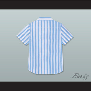 Good Burger Light Blue/ White Striped Polo Shirt