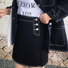 Load image into Gallery viewer, GUUZYUVIZ Women Denim Suit Pink Black Casual Chic Jeans Jacket Coat And High Waist Bodycon Skirt Womens 2 Piece Set 2018 Winter